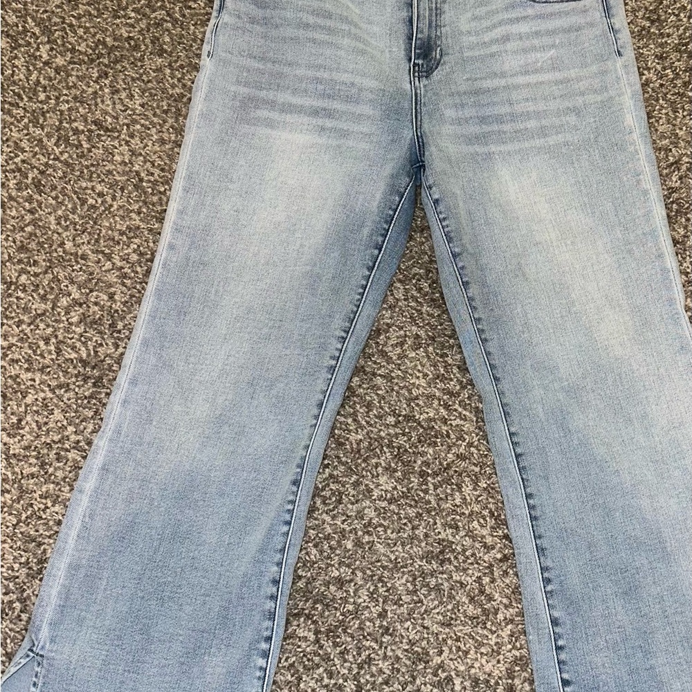 Liverpool Blue Ankle Cropped Jeans with Vintage Fading